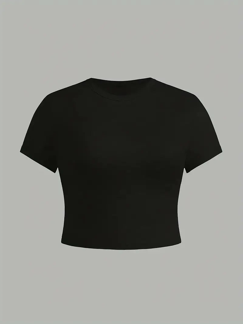 4-Pack Women'S Casual Crew Neck T-Shirts - Solid Color & Striped Patterns, Short Length