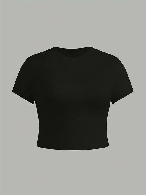 4-Pack Women'S Casual Crew Neck T-Shirts - Solid Color & Striped Patterns, Short Length